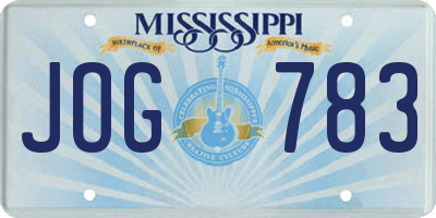 MS license plate JOG783