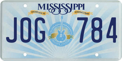 MS license plate JOG784