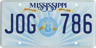 MS license plate JOG786
