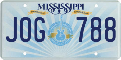 MS license plate JOG788