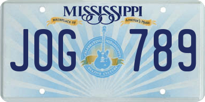 MS license plate JOG789