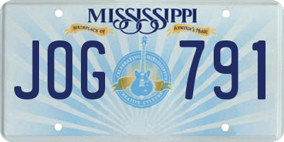 MS license plate JOG791