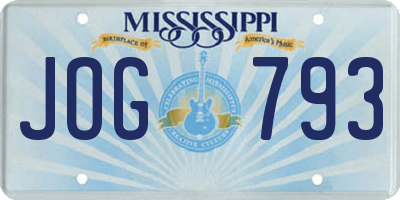 MS license plate JOG793