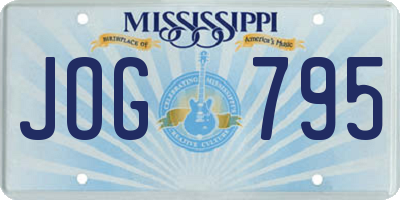 MS license plate JOG795