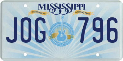MS license plate JOG796