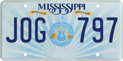 MS license plate JOG797