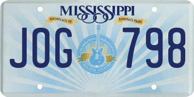 MS license plate JOG798