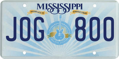 MS license plate JOG800