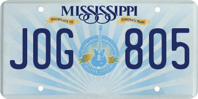 MS license plate JOG805