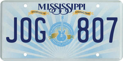 MS license plate JOG807