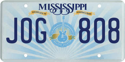 MS license plate JOG808