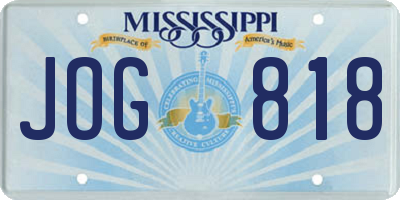 MS license plate JOG818
