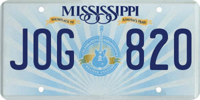 MS license plate JOG820