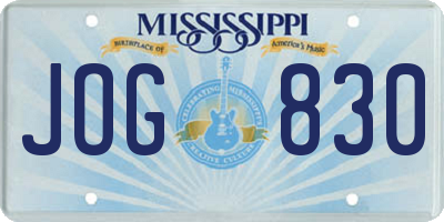MS license plate JOG830