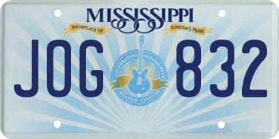 MS license plate JOG832