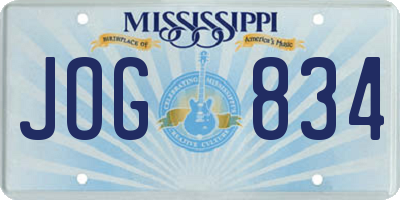 MS license plate JOG834