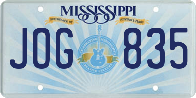 MS license plate JOG835