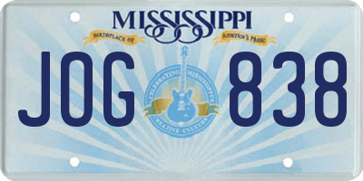 MS license plate JOG838