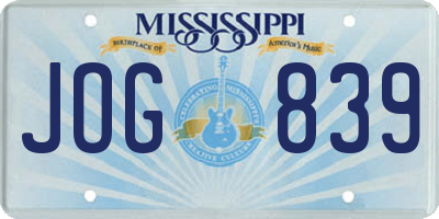 MS license plate JOG839