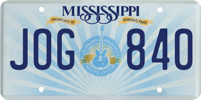 MS license plate JOG840