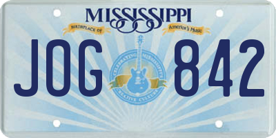MS license plate JOG842