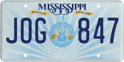 MS license plate JOG847