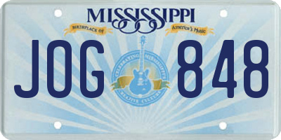 MS license plate JOG848