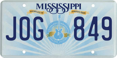 MS license plate JOG849