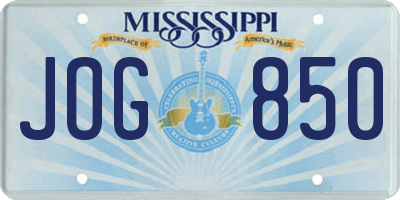 MS license plate JOG850