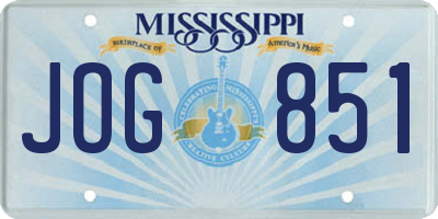 MS license plate JOG851