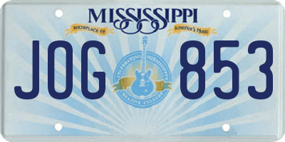 MS license plate JOG853