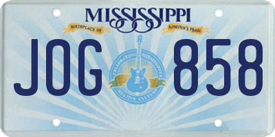MS license plate JOG858