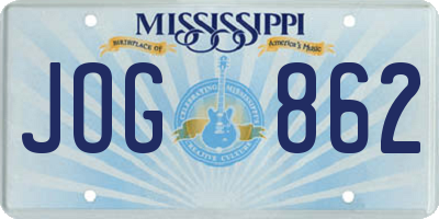 MS license plate JOG862