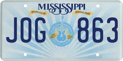 MS license plate JOG863