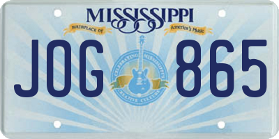 MS license plate JOG865