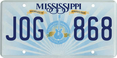 MS license plate JOG868
