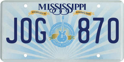 MS license plate JOG870