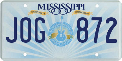 MS license plate JOG872