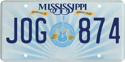 MS license plate JOG874