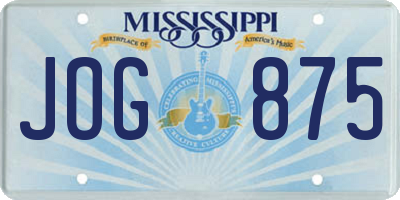 MS license plate JOG875