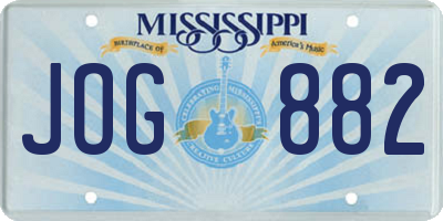 MS license plate JOG882