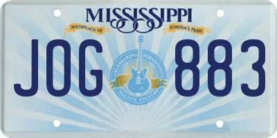 MS license plate JOG883