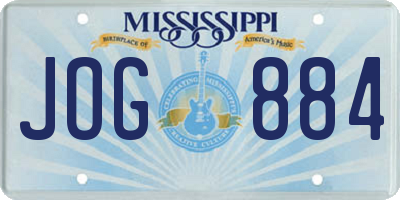 MS license plate JOG884