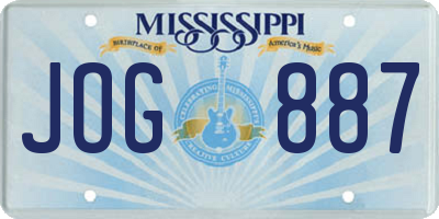 MS license plate JOG887