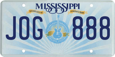 MS license plate JOG888
