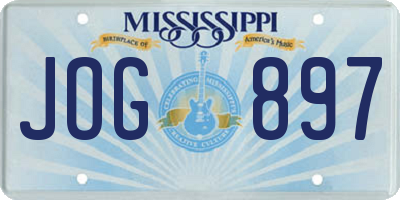 MS license plate JOG897