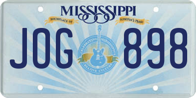 MS license plate JOG898