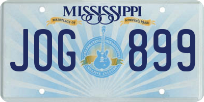 MS license plate JOG899