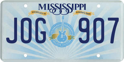 MS license plate JOG907
