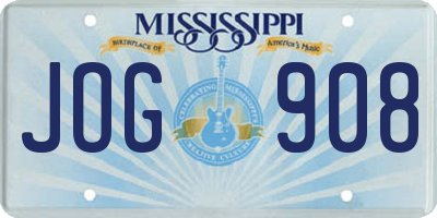 MS license plate JOG908